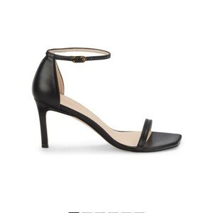 Stuart Weitzman Amelia 75- Black Leather Ankle-Strap Sandals- 6.5